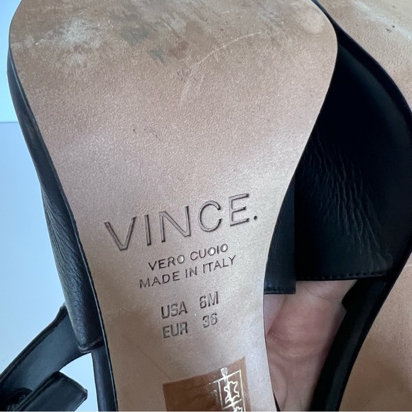 Vince Black Leather Sandals with Brown Heel - Picture 6 of 7